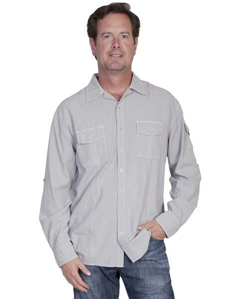 Image #1 - Scully Cantina Gusseted Pocket Shirt, Grey, hi-res