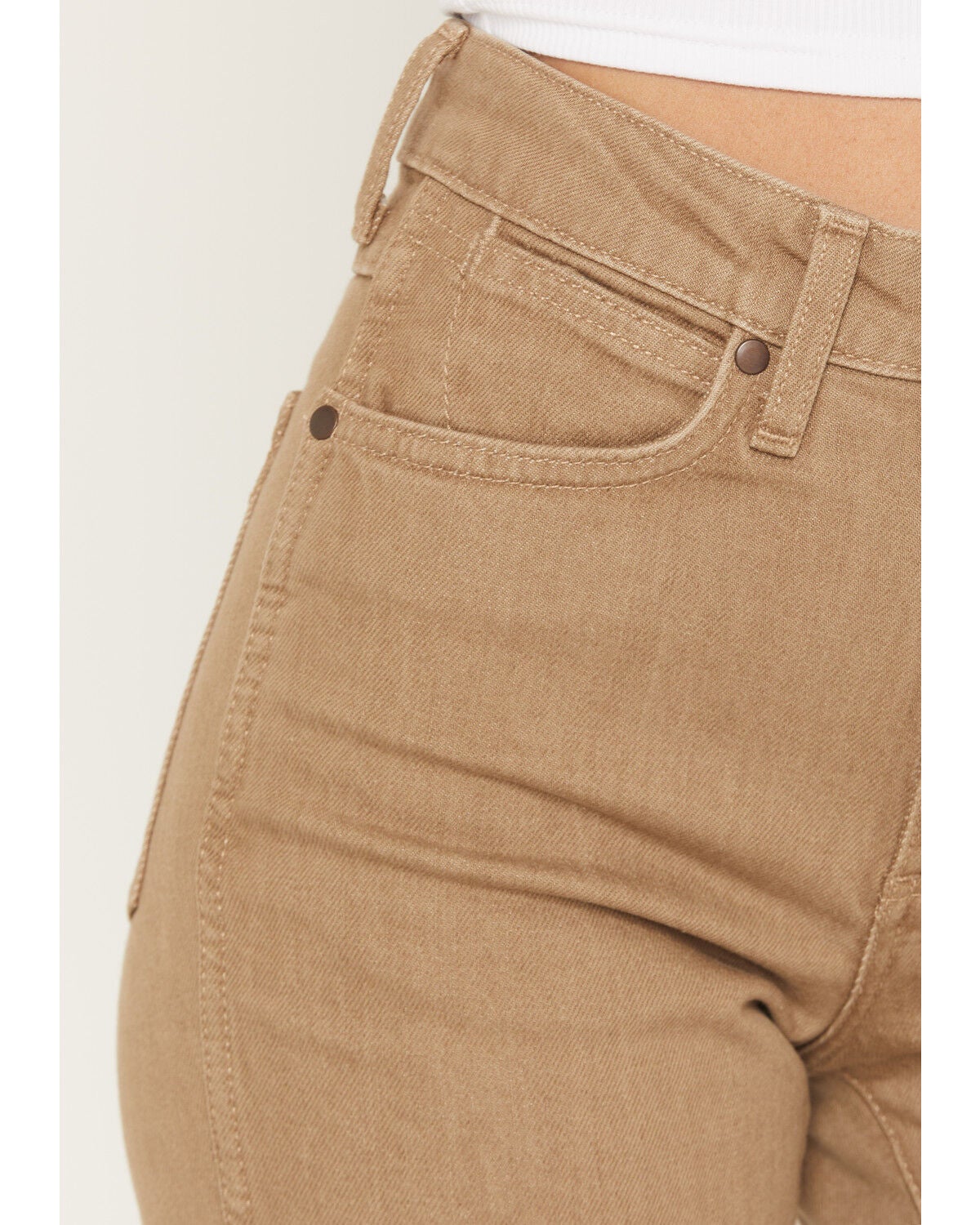 Image #2 - Wrangler Retro Women's Emersyn Bailey High Rise Trouser Stretch Denim Jeans, Tan, hi-res