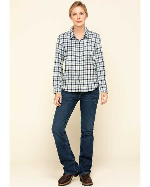 Image #6 - Dovetail Workwear Women's Plaid Print Long Sleeve Button Down Givens Work Shirt , Indigo, hi-res