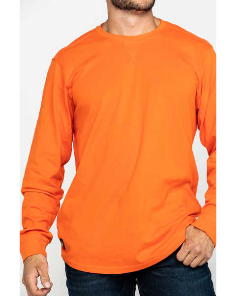 Image #4 - Hawx Men's Orange Logo Long Sleeve Work T-Shirt , Orange, hi-res