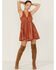 Image #1 - Shyanne Women's Lurex Tassel Southwestern Stripe Dress, Rust Copper, hi-res