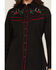 Image #3 - Rodeo Clothing Women's Rose Embroidered Long Sleeve Snap Western Shirt, Black, hi-res