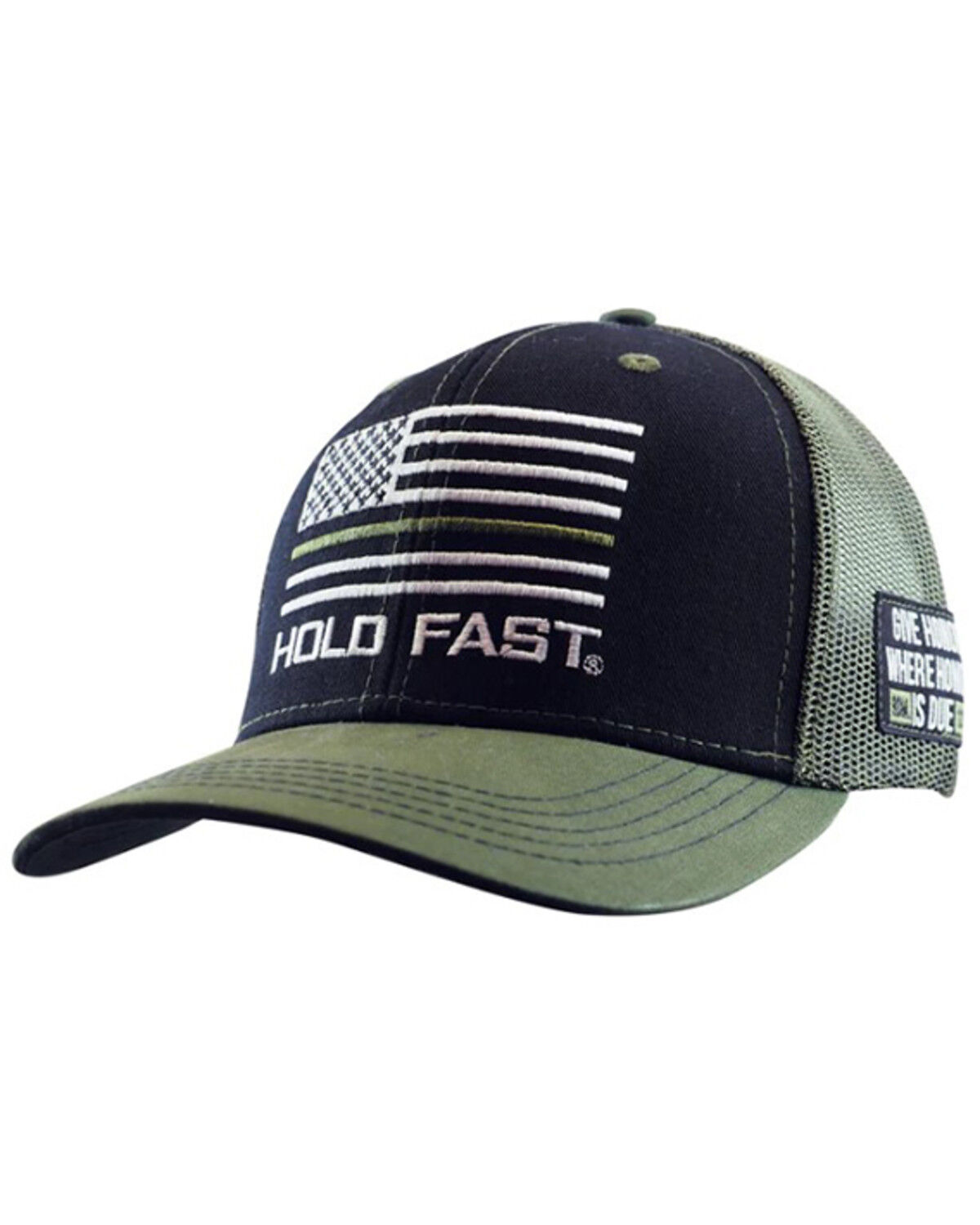 Image #1 - Hold Fast Men's Military Flag Ball Cap, Black, hi-res
