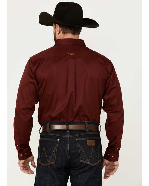 Image #4 - Ariat Men's Solid Twill Fitted Long Sleeve Button-Down Western Shirt , Burgundy, hi-res
