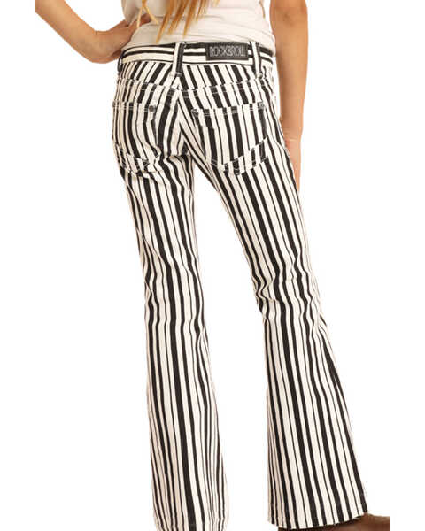 Image #1 - Rock & Roll Denim Girls' Striped Flare Jeans, Multi, hi-res