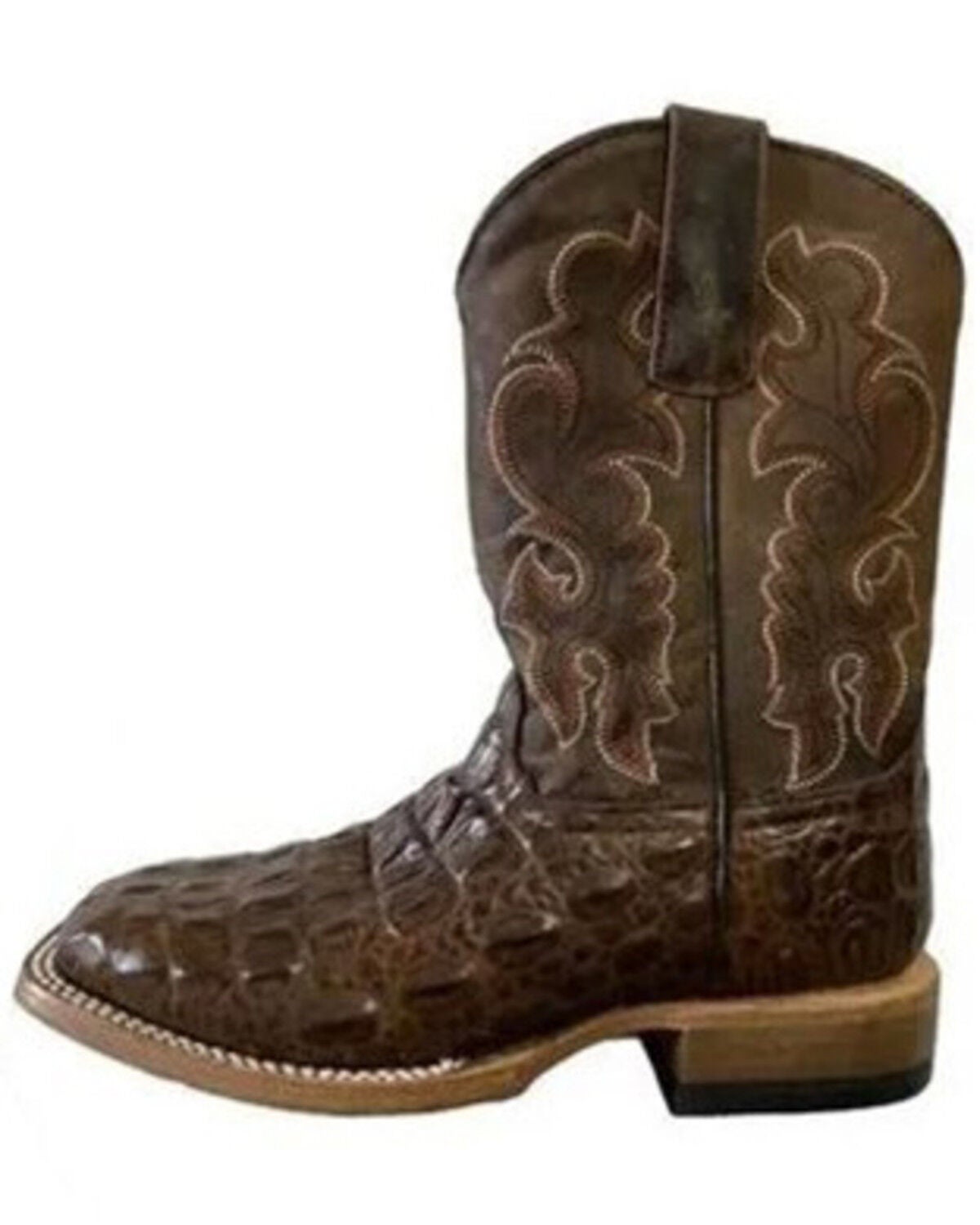 Image #1 - Horse Power Boys' Nile Croc Print Western Boots - Square Toe, Chocolate, hi-res
