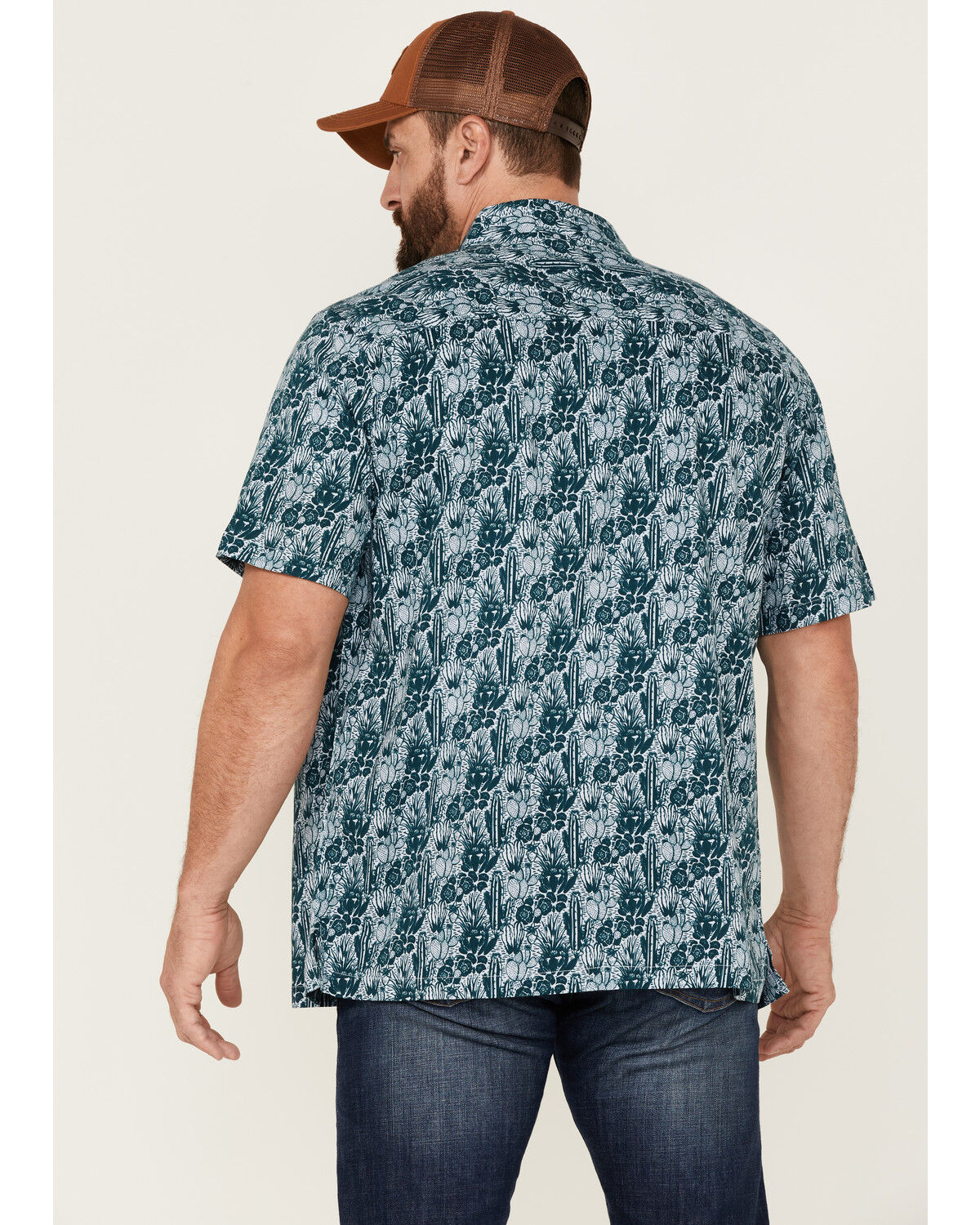 Image #4 - Gibson Men's Saguro Floral Print Short Sleeve Button Down Western Shirt, Light Blue, hi-res