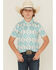 Image #1 - Rock & Roll Denim Boys' Southwestern Print Button-Down Polo Shirt, Navy, hi-res