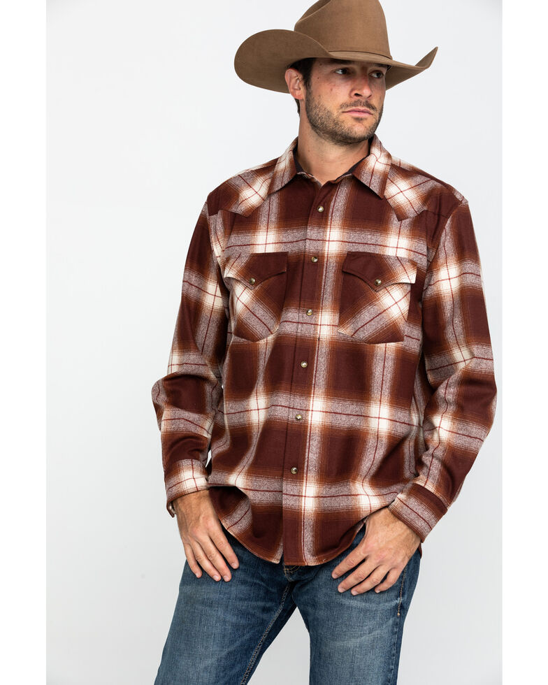 Pendleton Men S Rust Canyon Ombre Plaid Long Sleeve Western Flannel Shirt Country Outfitter