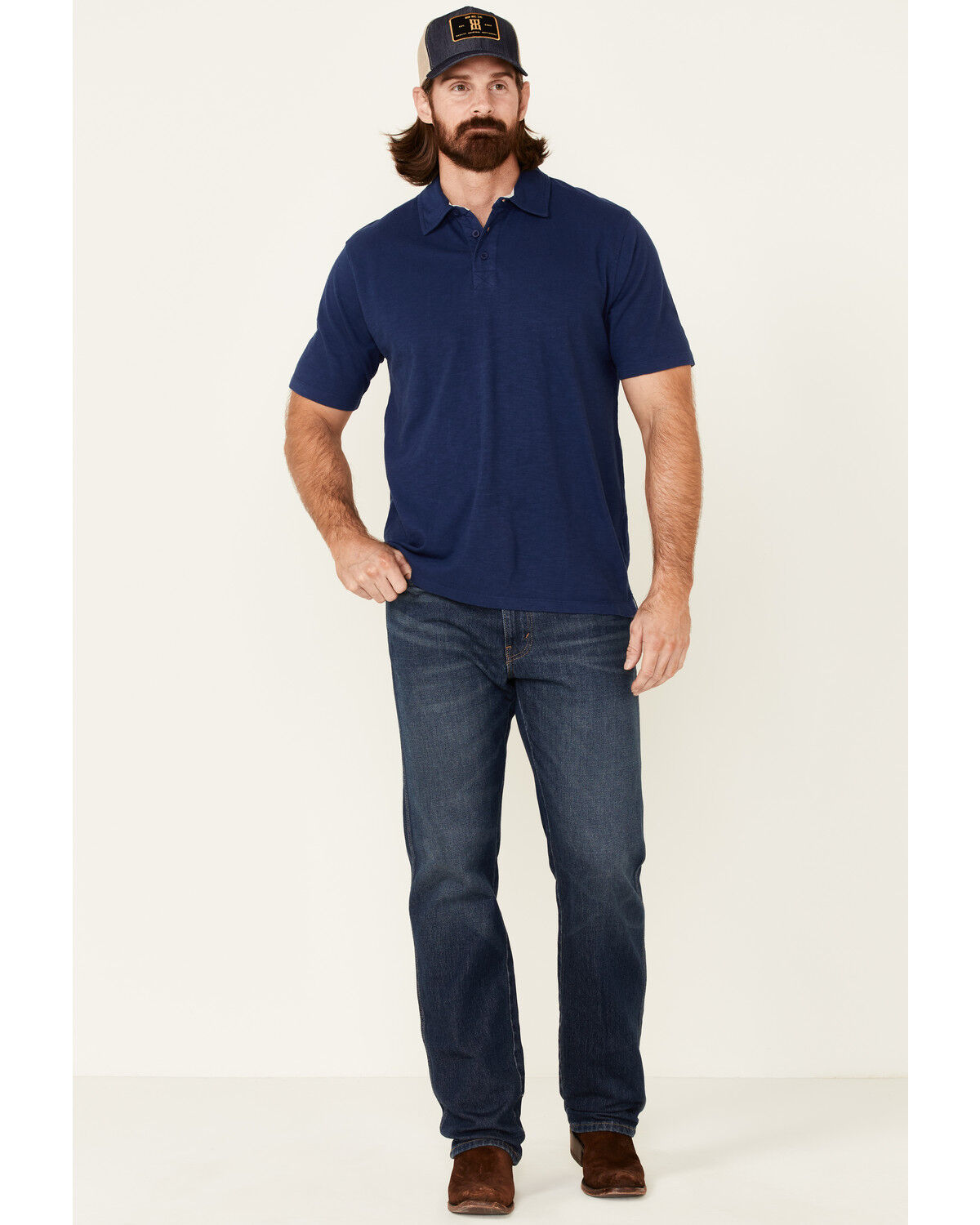 Image #2 - North River Men's Solid Slub Short Sleeve Polo Shirt, Blue, hi-res