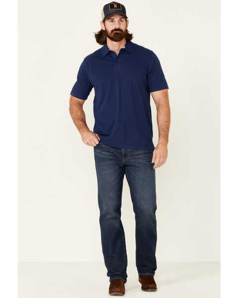 Image #2 - North River Men's Solid Slub Short Sleeve Polo Shirt , Blue, hi-res