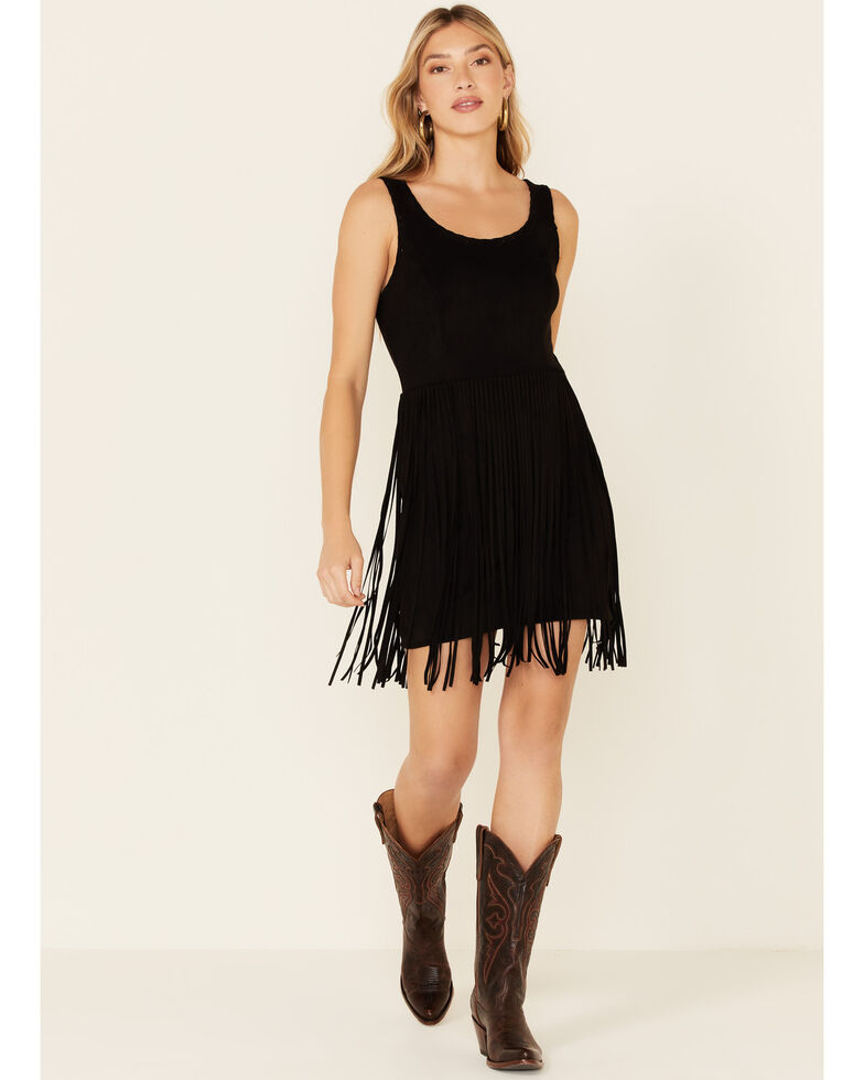 Idyllwind Women S Lady Luck Black Faux Suede Fringe Dress Country Outfitter