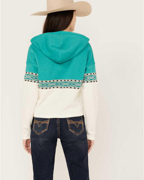 Image #4 - RANK 45® Women's Half Zip Hooded Pullover, Teal, hi-res
