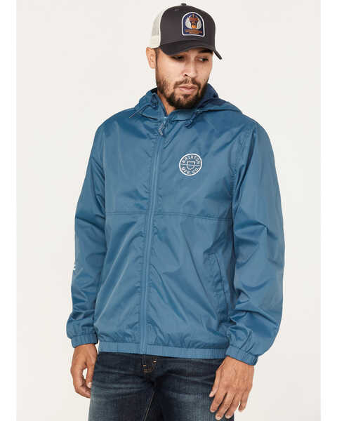 Brixton Men's Claxton Crest Logo Graphic Hooded Zip Jacket, Bright Blue, hi-res