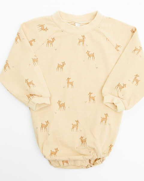 Rylee & Cru Infant Girls' Deer Print Long Sleeve Crew Neck Onesie , Cream, hi-res