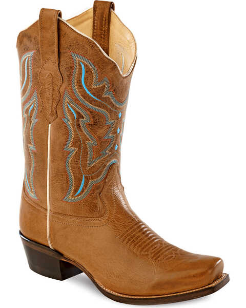 Old West Women's Embroidered Cowgirl Fashion Boots - Square Toe, Light Brown, hi-res