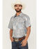 Image #1 - Cowboy Hardware Men's Southwestern Bandana Print Short Sleeve Snap Western Shirt, Grey, hi-res