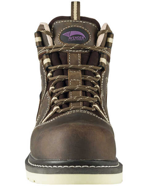 Image #5 - Avenger Women's Waterproof Wedge Work Boots - Composite Toe, Brown, hi-res