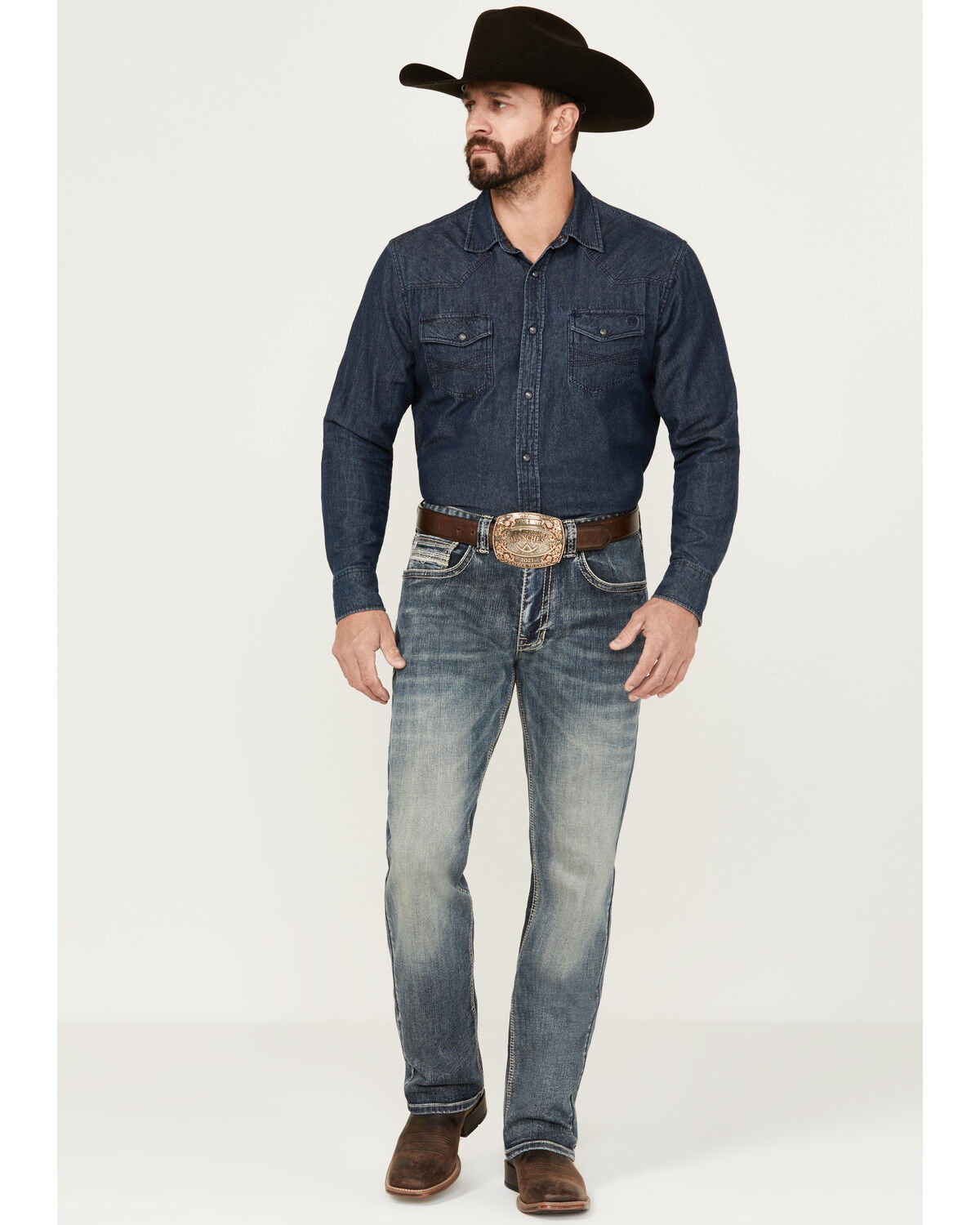 Image #1 - Rock & Roll Denim Men's Double Barrel Medium Vintage Wash Relaxed Stackable Bootcut Stretch Denim Jeans, Medium Wash, hi-res