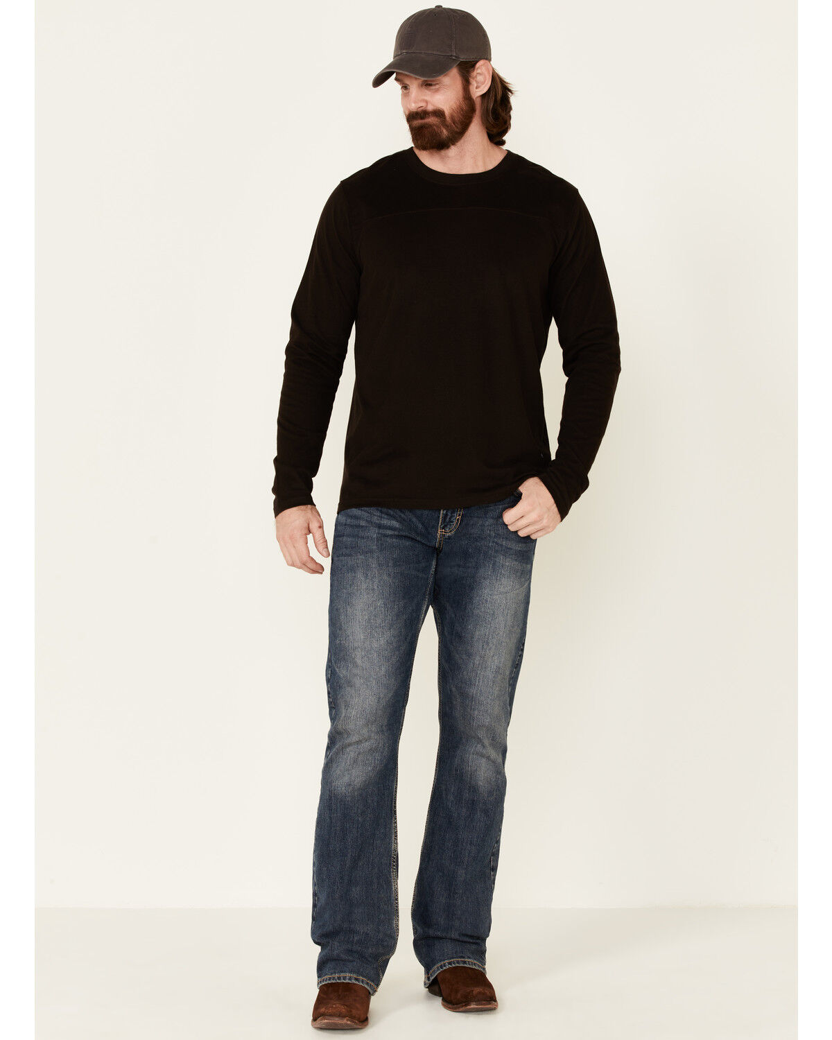 Image #2 - North River Men's Brown Moleskin Crew Long Sleeve T-Shirt, Brown, hi-res