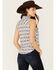 Image #4 - Shyanne Women's Casper Checkered Print Sleeveless Pearl Snap Western Shirt , Royal Blue, hi-res