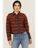 Image #1 - Cleo + Wolf Women's Chelsea Plaid Print Long Sleeve Button-Down Cropped Shirt, Brandy Brown, hi-res