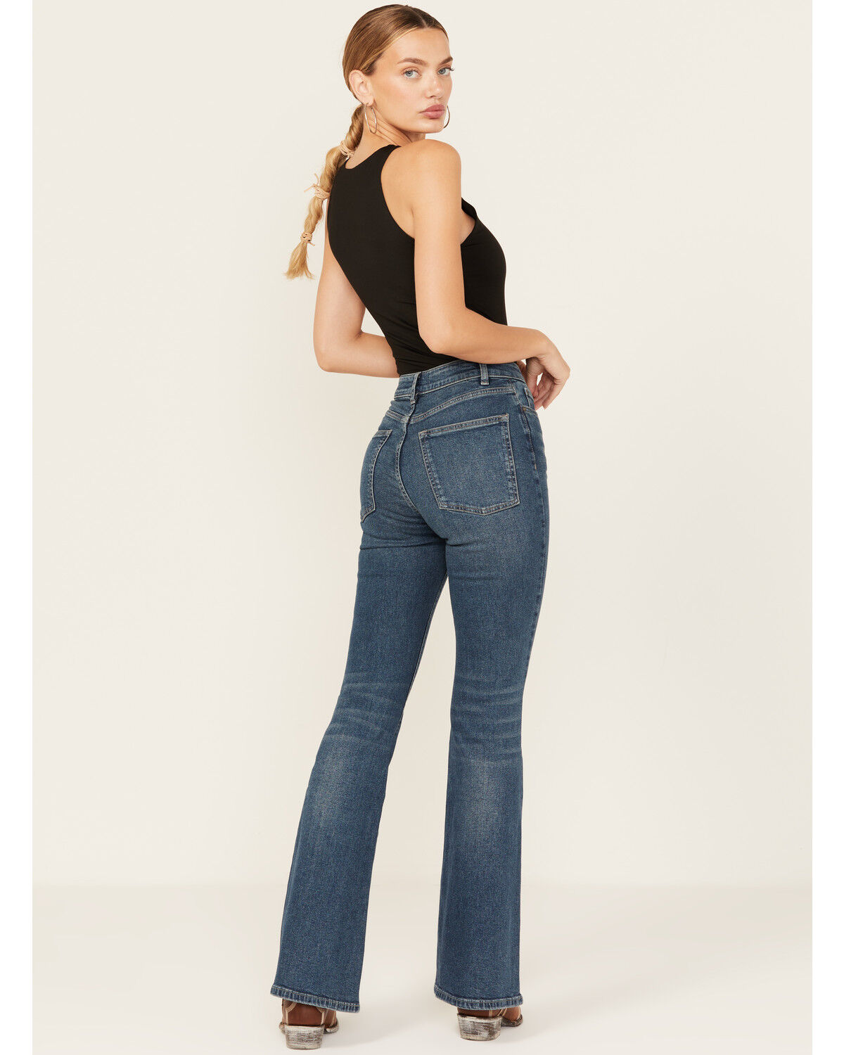 Image #3 - Warp + Weft Women's Mia Dark Wash High Rise Flare Stretch Denim Jeans, Dark Wash, hi-res