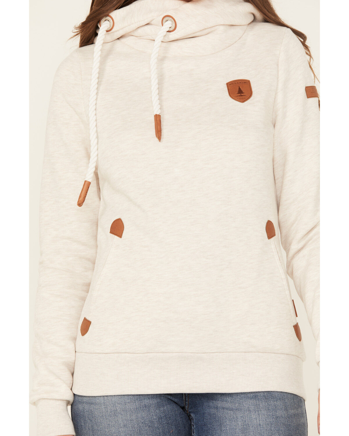 Image #3 - Wanakome Women's Artemis Cowl Neck Hooded Sweatshirt, Oatmeal, hi-res