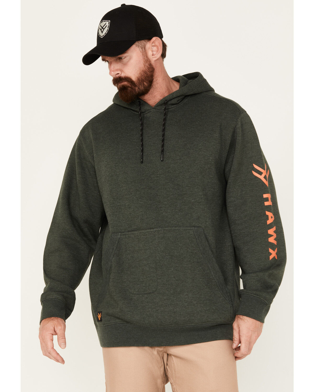 Image #1 - Hawx Men's Season Logo Hooded Work Sweatshirt, Green, hi-res