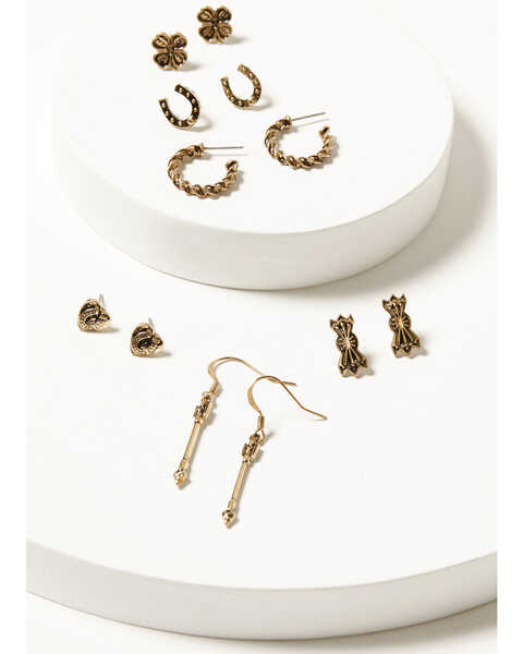 Shyanne Women's Summer Moon Antique Gold Earring Set - 6 Piece , Gold, hi-res