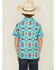 Image #4 - Hooey Boys' Southwestern Print Short Sleeve Button-Down Stretch Polo Shirt, Turquoise, hi-res
