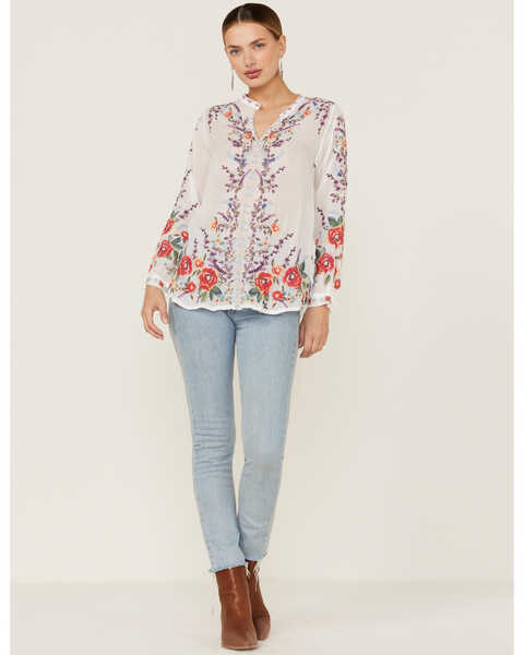 Image #4 - Johnny Was Women's Yasmine Embroidered Long Sleeve White Blouse, White, hi-res