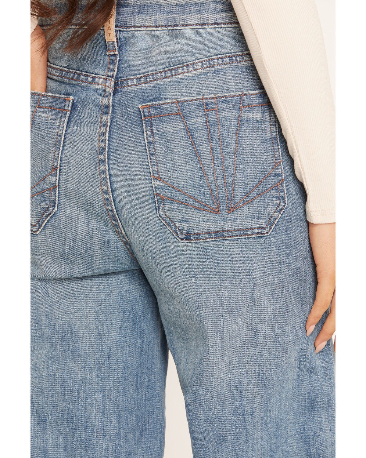Image #4 - Ariat Women's R.E.A.L. Delaware Medium Wash High Rise Marvis Wide Leg Stretch Denim Jeans, Medium Wash, hi-res