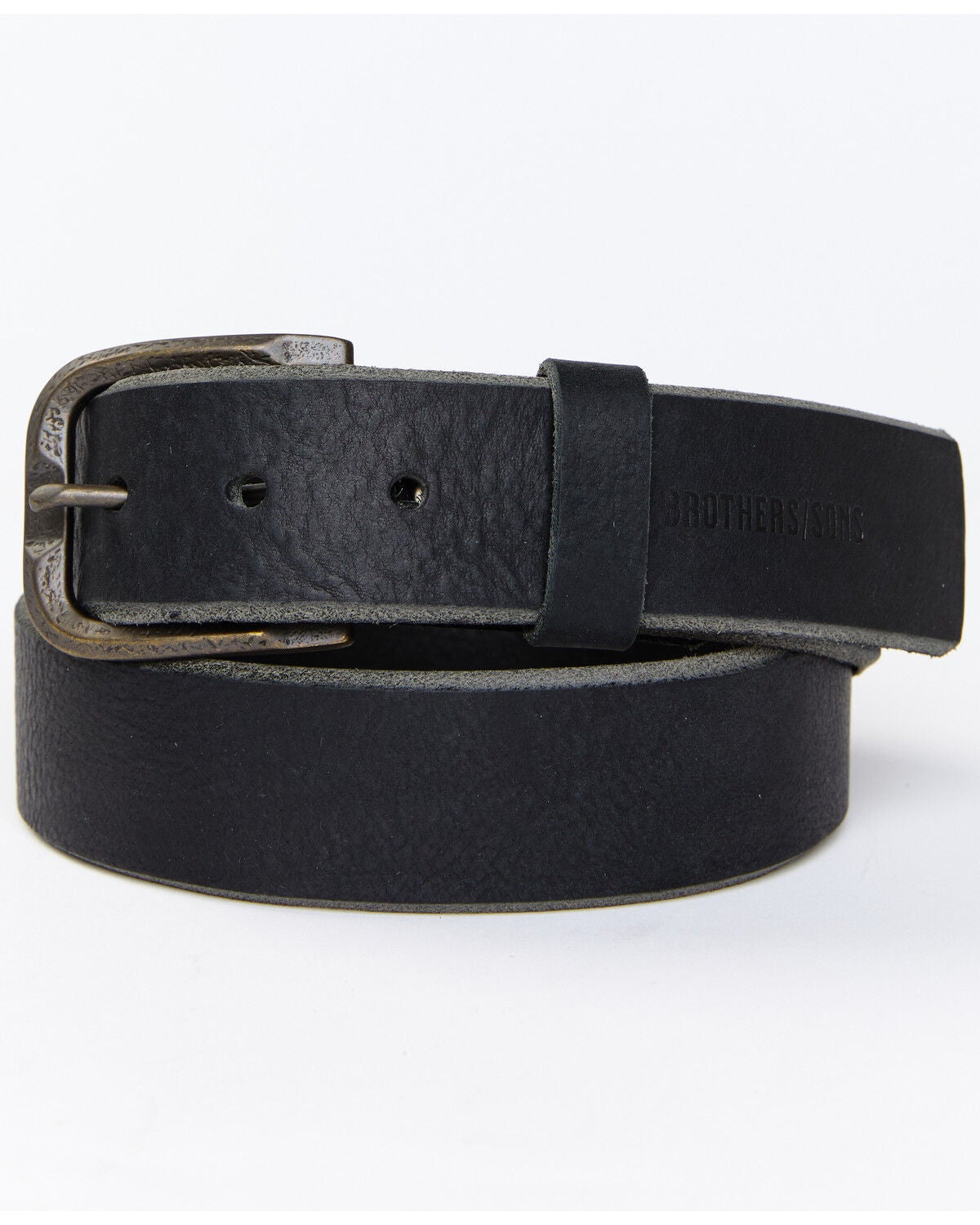 Brothers and Sons Men's Embossed Logo Belt, Black, hi-res