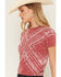 Image #2 - Blended Women's Bandana Print Short Sleeve Graphic Tee, Red, hi-res