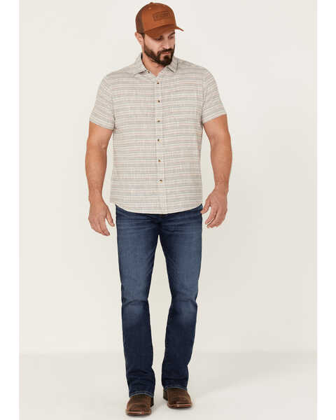 Image #2 - North River Men's Dobby Horizontal Stripe Short Sleeve Button Down Western Shirt , White, hi-res