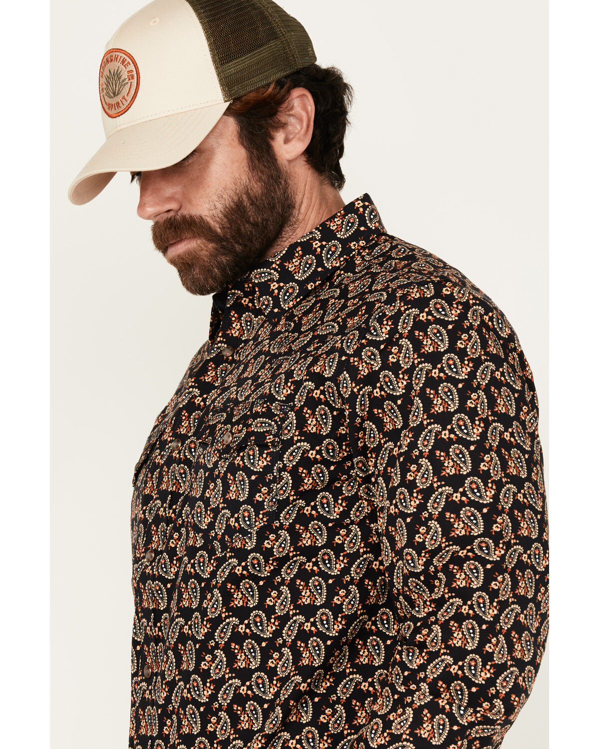 Image #2 - Moonshine Spirit Men's Freedom Paisley Print Long Sleeve Snap Western Shirt, Navy, hi-res
