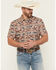 Image #1 - RANK 45® Men's Willow Creek Southwestern Print Short Sleeve Snap Performance Western Shirt, Tan, hi-res