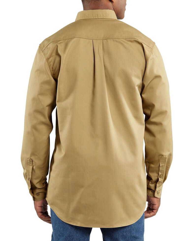 Carhartt Men's Solid FR Two-Pocket Long Sleeve Work Shirt - Big & Tall, Khaki, hi-res
