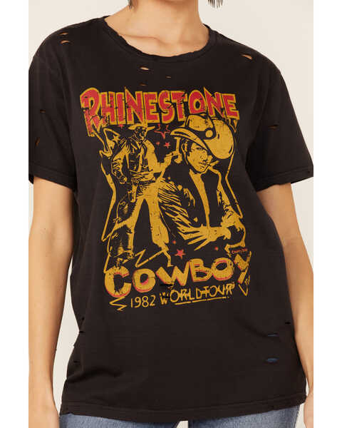 Image #2 - Country Deep Women's Rhinestone Cowboy Distressed Tee, Black, hi-res
