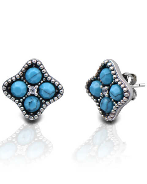 Kelly Herd Women's Turquoise Four-Stone Cluster Earrings, Turquoise, hi-res