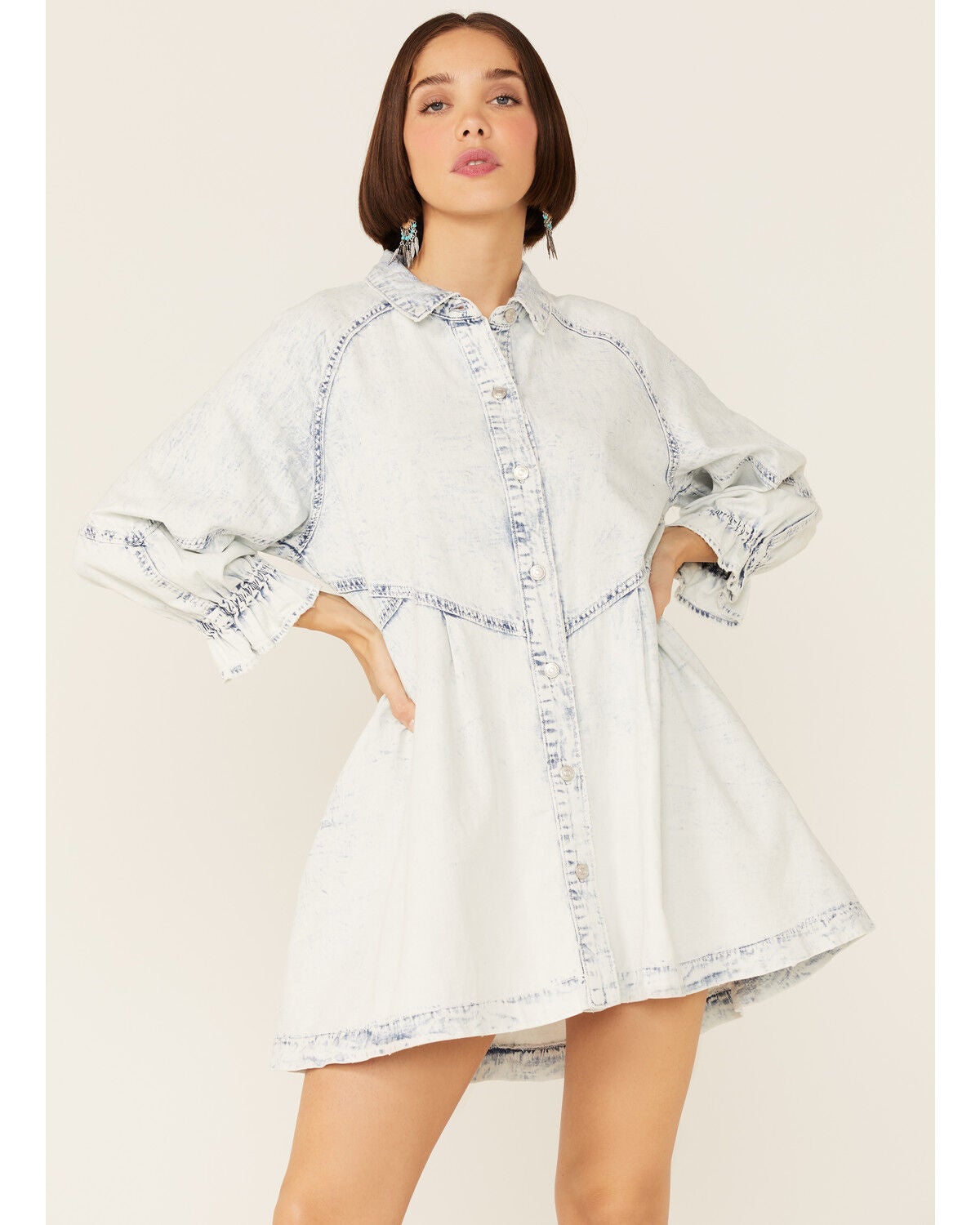 Hannah Long Sleeve Denim Mini Dress 