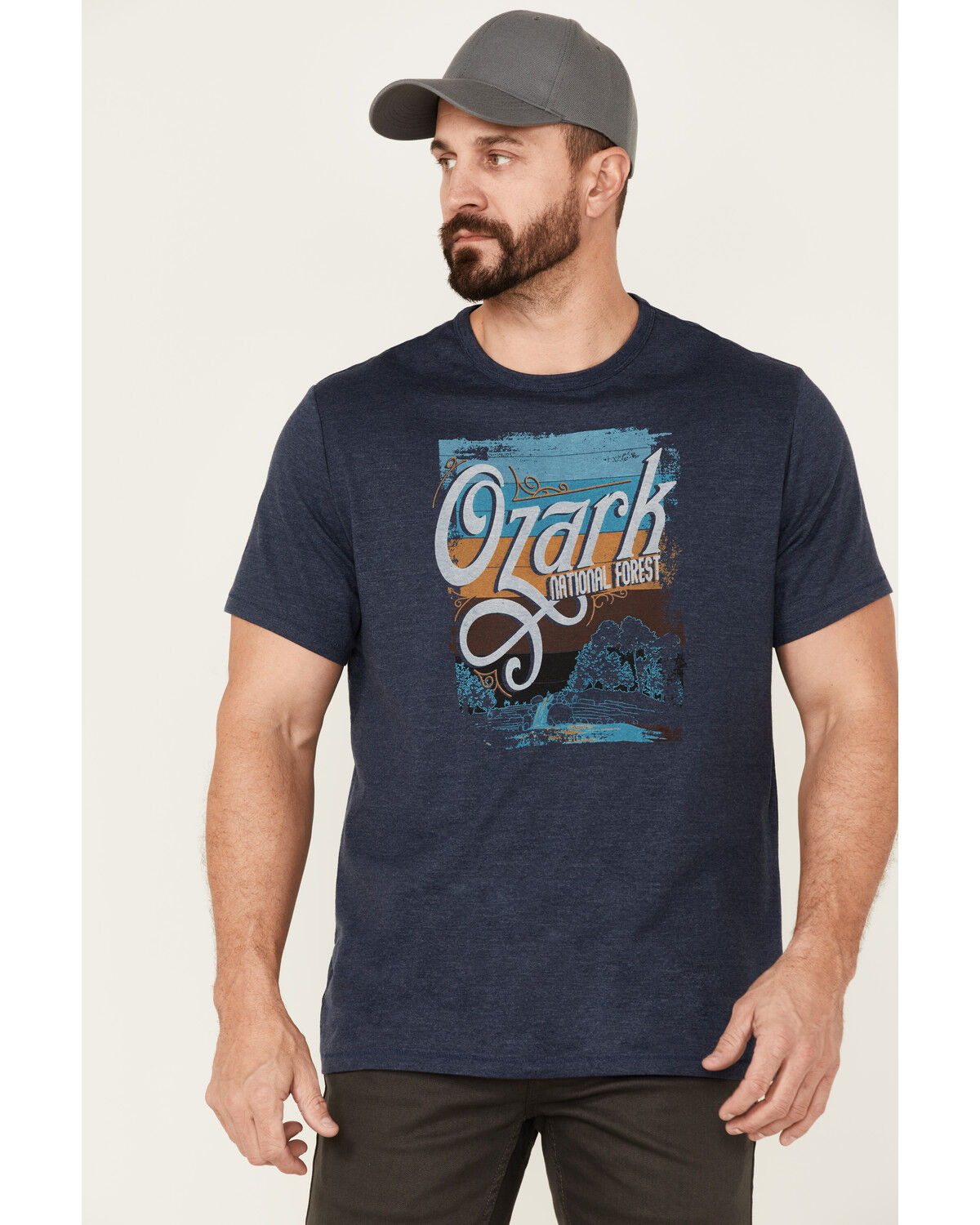 Image #1 - Brothers and Sons Men's Navy Ozark National Forest Graphic Short Sleeve T-Shirt, Navy, hi-res