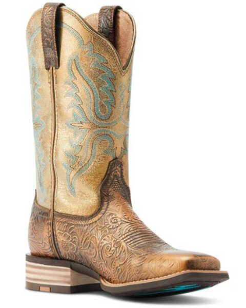 Image #1 - Ariat Women's Olena Western Performance Boots - Broad Square Toe, Brown, hi-res