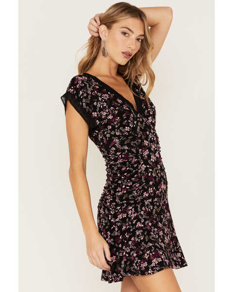 Image #2 - Idyllwind Women's Floral Print Ruched Dress, Black, hi-res