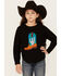 Image #1 - Cotton & Rye Girls' Boot Applique Round Bottom Sweater, Black, hi-res