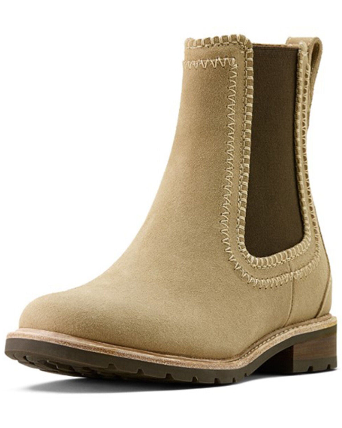 Image #3 - Ariat Women's Wexford Whip Stitch Suede Chelsea Boots - Round Toe, Camel, hi-res