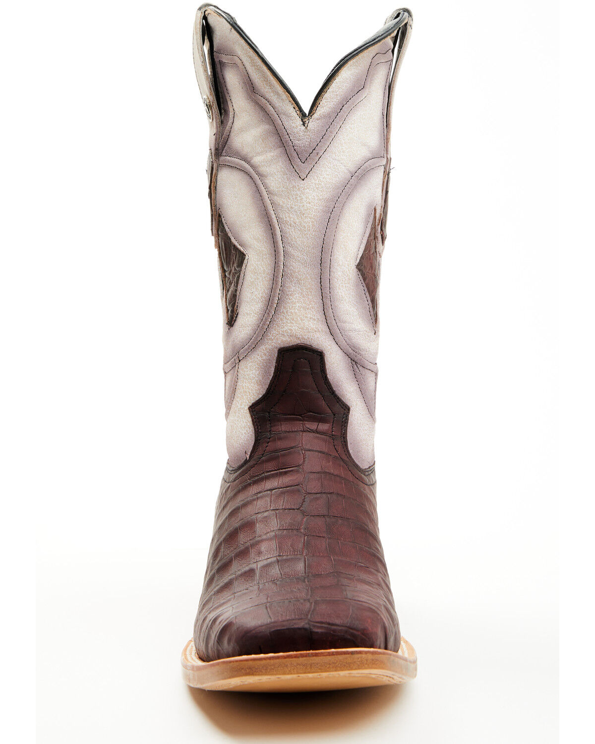 Image #4 - Tanner Mark Men's Exotic Caiman Western Boots - Broad Square Toe, Wine, hi-res