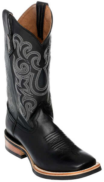 Image #1 - Ferrini Men's French Calf Leather Cowboy Boots - Square Toe, Black, hi-res