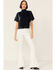 Image #4 - Free People Women's Velvet Knit Claudia Puff Short Sleeve Tee, Navy, hi-res